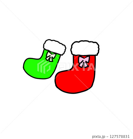 クリスマス　くつ下　ソックス　靴下　12月　シンプル 127578831