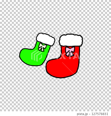 クリスマス　くつ下　ソックス　靴下　12月　シンプル 127578831