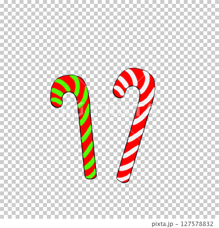 クリスマス　ステッキ　杖　シンプル　12月　 127578832