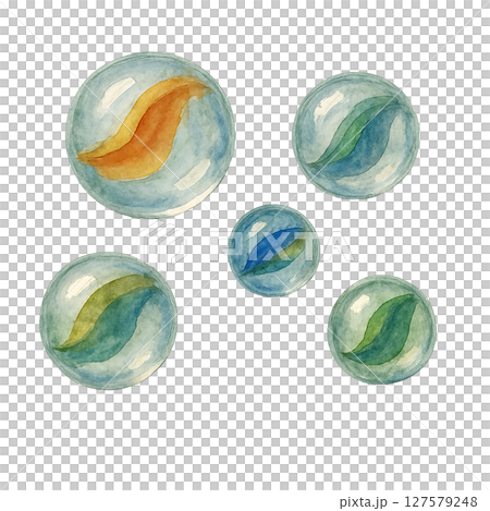 水彩大理石插畫素材（玻璃，透明，復古風格，透明PNG） 127579248