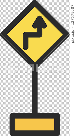 Single illustration of a mini sign with a pole, with back bending 127579387