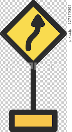 Illustration of a single mini sign with a pole (with back bending) 127579393