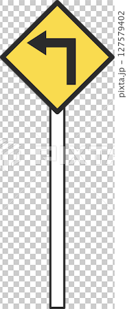 Single illustration of a simple sign with a pole (with bending) Single illustration of a simple sign with a pole (with bending) 127579402