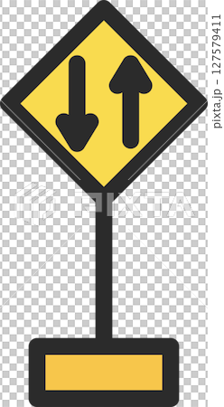 帶有桿迷你標誌的單一插圖雙向交通 127579411