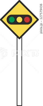 ポール付きのシンプル標識の単品イラスト　信号機あり 127579436