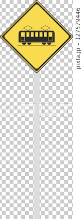 Single illustration of a sign with a pole - Railroad crossing Single illustration of a sign with a pole - Railroad crossing 127579446