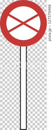 Single illustration of a simple sign with a pole: No entry 127579466