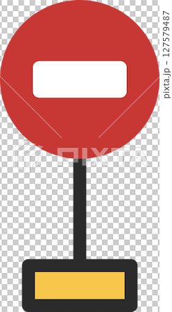 Single illustration of a mini sign with a pole: No entry for vehicles 127579487