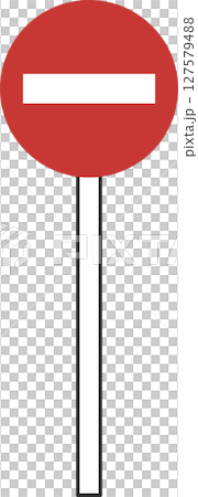 Single illustration of a simple sign with a pole: No entry for vehicles Single illustration of a simple sign with a pole: No entry for vehicles 127579488