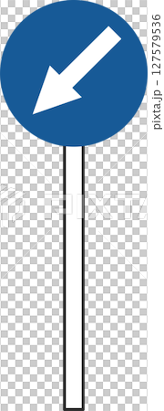 帶有桿簡易標誌的單一插圖：禁止沿著指定方向以外的任何方向行駛 127579536