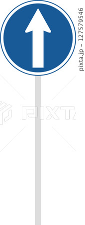 ポール付きの標識の単品イラスト 指定方向以外進行禁止 ポール付きの標識の単品イラスト 指定方向以外進行禁止 127579546