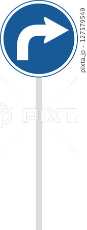 ポール付きの標識の単品イラスト　指定方向以外進行禁止 127579549