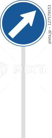 ポール付きの標識の単品イラスト　指定方向以外進行禁止 127579553