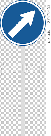 ポール付きの標識の単品イラスト　指定方向以外進行禁止 127579553