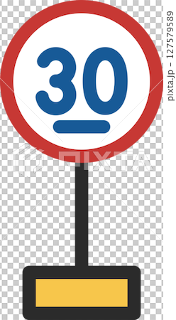 ポール付きのミニ標識の単品イラスト 最低速度 ポール付きのミニ標識の単品イラスト 最低速度 127579589