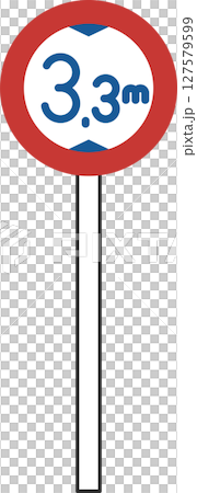 ポール付きのシンプル標識の単品イラスト　高さ制限 127579599
