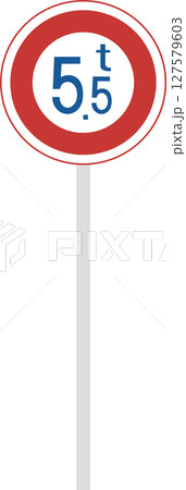 ポール付きの標識の単品イラスト 重量制限 ポール付きの標識の単品イラスト 重量制限 127579603