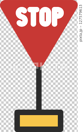 Single illustration of a mini sign with a pole - Pause Single illustration of a mini sign with a pole - Pause 127579613