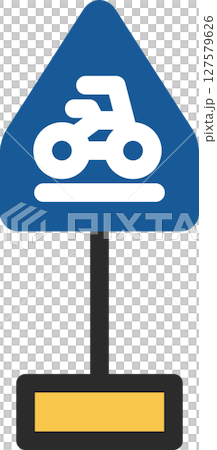 Single illustration of a mini sign with a pole - Bicycle crossing 127579626