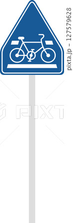 ポール付きの標識の単品イラスト 自転車横断帯 ポール付きの標識の単品イラスト 自転車横断帯 127579628