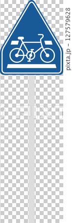 帶有桿標誌的單幅插圖：自行車道 127579628