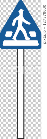 帶有桿子的簡單標誌的單一插圖:人行橫道 帶有桿子的簡單標誌的單一插圖:人行橫道 127579630