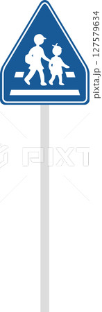 ポール付きの標識の単品イラスト　横断歩道 127579634