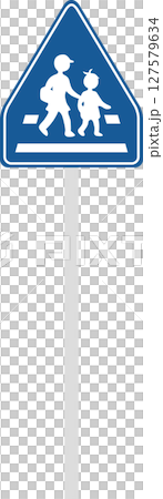 ポール付きの標識の単品イラスト　横断歩道 127579634