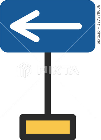 ポール付きのミニ標識の単品イラスト 一方通行 ポール付きのミニ標識の単品イラスト 一方通行 127579636