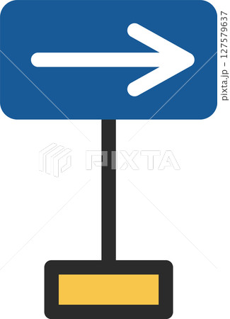 ポール付きのミニ標識の単品イラスト　一方通行 127579637