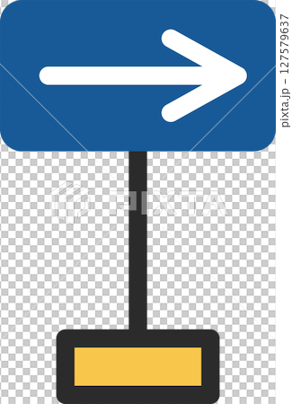 帶有桿迷你標誌的單幅插圖：單行道 127579637