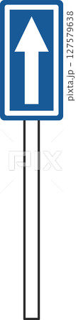 ポール付きのシンプル標識の単品イラスト　一方通行 127579638