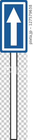 ポール付きのシンプル標識の単品イラスト　一方通行 127579638