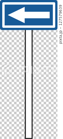 帶有桿子的簡單標誌的單一插圖:單行道 帶有桿子的簡單標誌的單一插圖:單行道 127579639