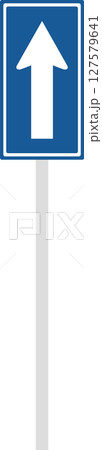 ポール付きの標識の単品イラスト　一方通行 127579641