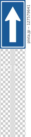 ポール付きの標識の単品イラスト　一方通行 127579641