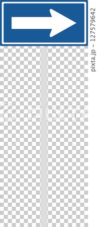 帶有桿標誌的單一插圖:單行道 帶有桿標誌的單一插圖:單行道 127579642