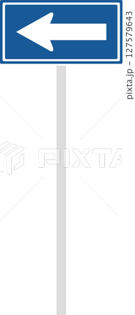 ポール付きの標識の単品イラスト 一方通行 ポール付きの標識の単品イラスト 一方通行 127579643