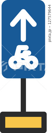 ポール付きのミニ標識の単品イラスト 特定小型原動機付自転車・自転車一方通行 ポール付きのミニ標識の単品イラスト 特定小型原動機付自転車・自転車一方通行 127579644