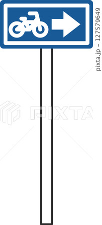 ポール付きのシンプル標識の単品イラスト　特定小型原動機付自転車・自転車一方通行 127579649