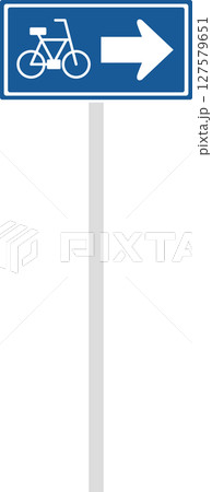 ポール付きの標識の単品イラスト　特定小型原動機付自転車・自転車一方通行 127579651