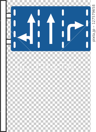ポール付きのシンプル標識の単品イラスト　進行方向別通行区分 127579658