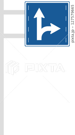ポール付きのミニ標識の単品イラスト　進行方向別通行区分 127579665