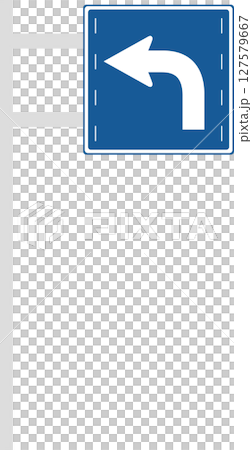 Illustration of a single mini sign with a pole - Traffic divisions by direction of travel 127579667