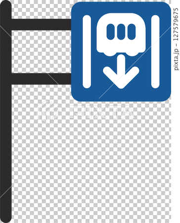 Single illustration of a mini sign with a pole: Dedicated lane Single illustration of a mini sign with a pole: Dedicated lane 127579675