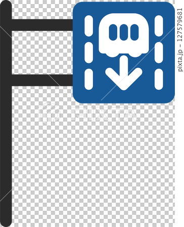 Single illustration of a mini sign with a pole: Priority lane for route buses, etc. 127579681