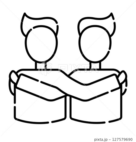 Male couple, black line icon of two men 127579690