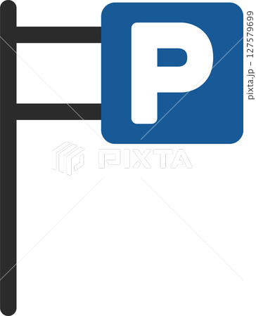 ポール付きのミニ標識の単品イラスト 駐車可 ポール付きのミニ標識の単品イラスト 駐車可 127579699