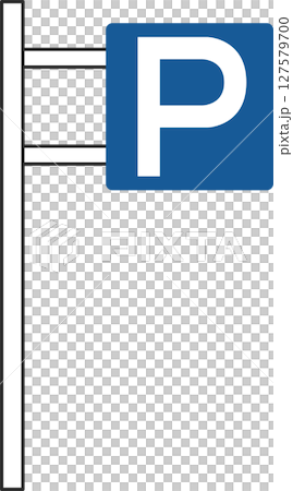 Single illustration of a simple sign with a pole: Parking allowed Single illustration of a simple sign with a pole: Parking allowed 127579700