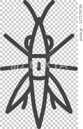 線画ミニ昆虫の単品アイコン　ショウリョウバッタ 127579736